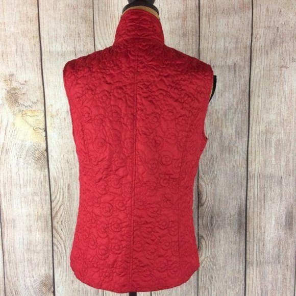 NINE WEST Red Scroll Quilted High Neck Vest Sz S - Picture 2 of 11